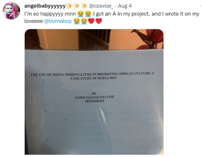 ABUAD student uses Burna Boy as a case study for final year project