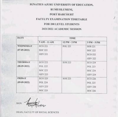 IAUE releases 200Level second semester exam timetable, 2021/2022