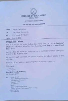 College of Education, Afaha-Nsit announces students' week