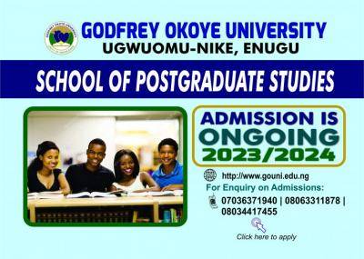Godfrey Okoye University Postgraduate Admission, 2023/2024