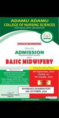 Adamu Adamu College of Nursing Sciences releases Basic Midwifery form, 2024/2025