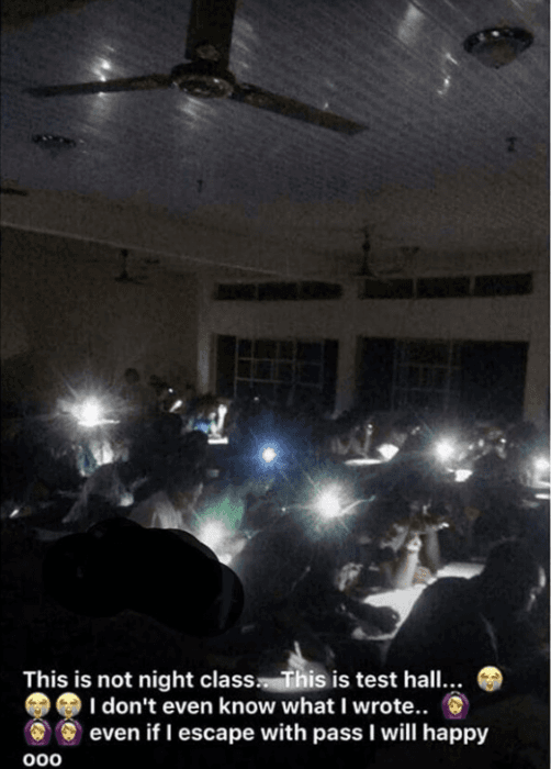 Poly Oko Students Write Test With Phone Torchlight