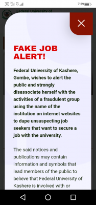 FUKashere notice to the public on fake job adverts