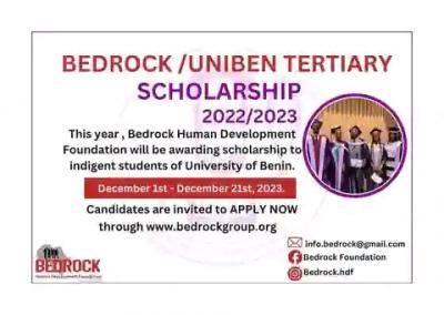 Bedrock/UNIBEN Tertiary Scholarship, 2023