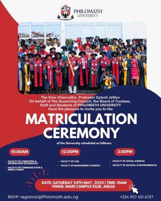 Philomath University announces Matriculation Ceremony, 2024/2025