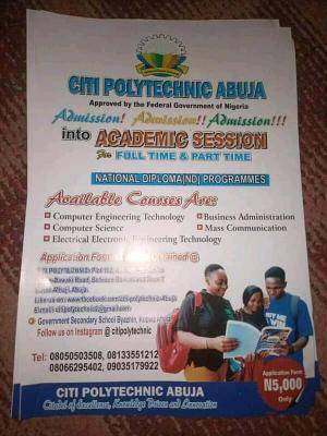 Citi Polytechnic Abuja admission for 2021/2022 session