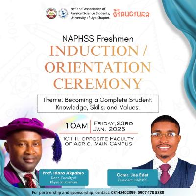 UNIUYO Faculty of Physical Sciences notice on Induction and Orientation of freshmen