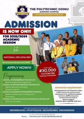 The Polytechnic, Ojoku admission form, 2023/2024 session
