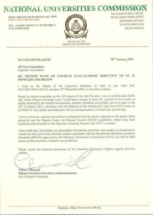 NUC okays reopening of universities on 18th January