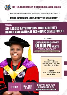 FUTA announces 193rd inaugural lecture