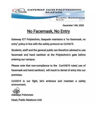 Gateway Polytechnic maintains 