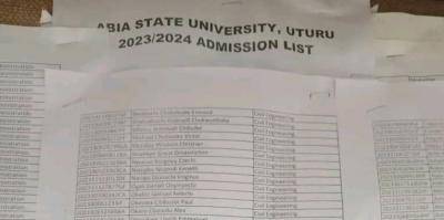 ABSU admission lists on school's noticeboard, 2023/2024