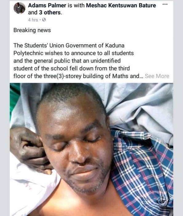 Kaduna Poly Student in Critical Condition After Falling From Third Floor of 3-Storey Building