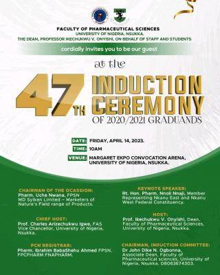 UNN 47th Induction Ceremony for Pharamaceutical Sciences, 2020/2021 graduands