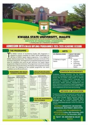 KWASU Diploma Admission for 2025/2026 session