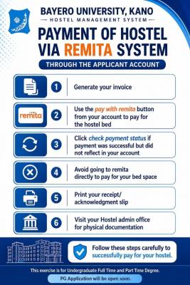 Bayero University Kano Releases Guidelines for Hostel Payment via Remita System Body
