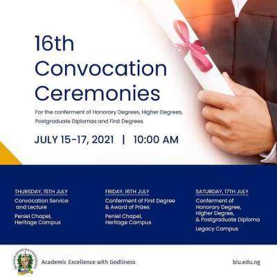 BIU announces 16th Convocation Ceremony