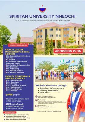 Spiritan University Releases 2022/2023 Post-UTME/DE Admission Form