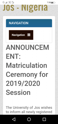 UNIJOS announces matriculation ceremony for 2019/2020 session