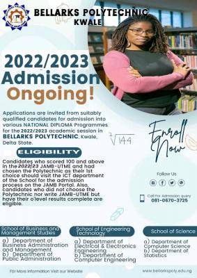 Bellarks Polytechnic, Kwale Post-UTME 2022: cut-off mark, eligibility & registration details