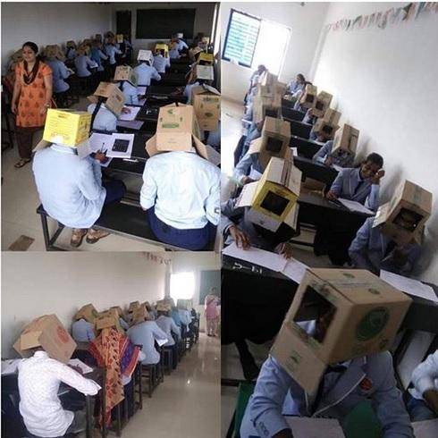Students Forced to Wear Corrugated Box to Prevent Exam Malpractice