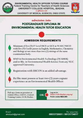 UCH Ibadan in affiliation with UNIMED Postgraduate diploma in environmental education