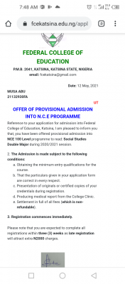FCE, Katsina admission list, 2020/2021 now on the school's portal