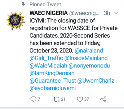 WAEC Extends 2020 GCE Registration Deadline (2nd Series)