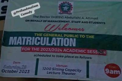 Federal Polytechnic Nasarawa matriculation ceremony for 2023/2024 session to hold 28th October, 2023