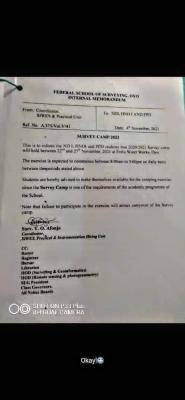 FSS, Oyo notice on survey Camp