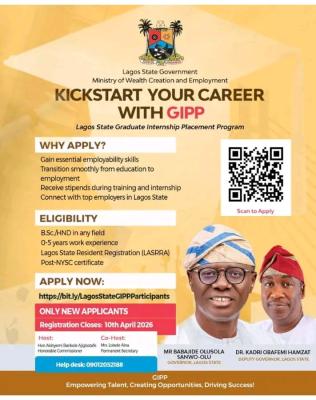 Lagos State Graduate Internship Placement Program (GIPP), 2026