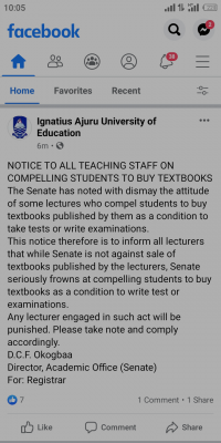 IAUE management frowns at compelling students to buy textbooks
