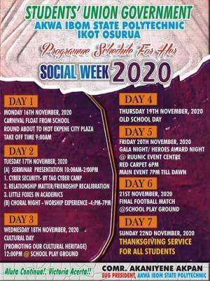 AKWAPOLY SUG announces 2020 social week