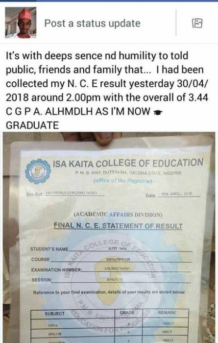 See What A Fresh NCE Graduate Posted Online