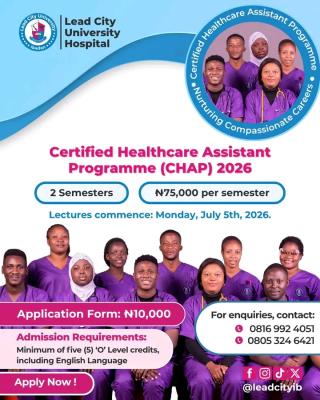 Lead City University opens application for 2026 CHAP Programme