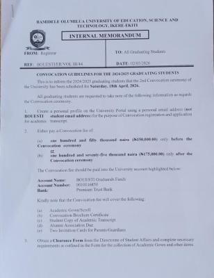 BOUESTI announces second Convocation Ceremony