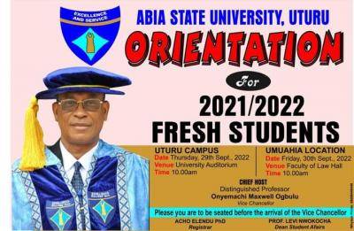 ABSU Orientation Exercise for Fresh Students 2021/2022