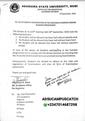 ADSU Notice to students participating in 2022/2023 summer programme