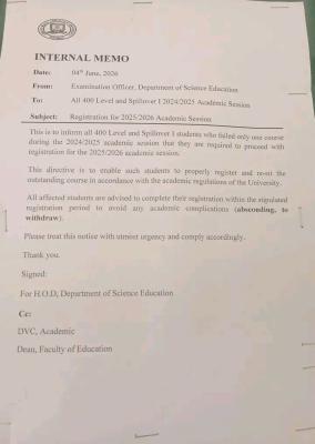 UMYUK registration notice to 400L and spillover students