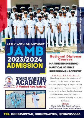 Stars Maritime Academy releases admission form, 2023/2024