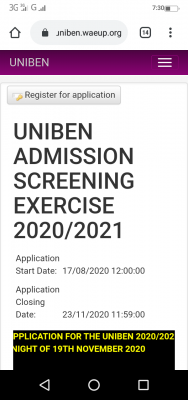 UNIBEN extends Post-UTME registration deadline for 2020/2021 session