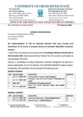 UNICROSS notice on implementation of CBT for selected GST courses