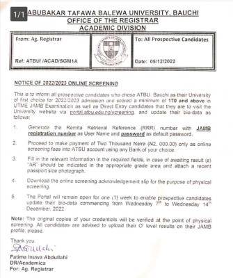 ABTU Post UTME 2022: Cut-off mark, Eligibility & Registration