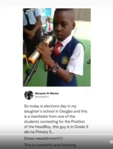 Primary 5 pupil wows the internet with his campaign speech (video)