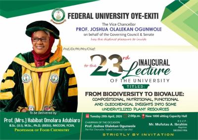 FUOYE announces 23rd Inaugural Lecture