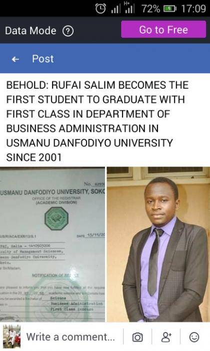 Student Breaks 17 Years First Class Records In Usmanu Danfodiyo University