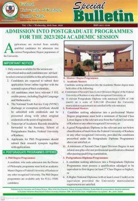 FUKashere Postgraduate admission form for 2023/2024 session