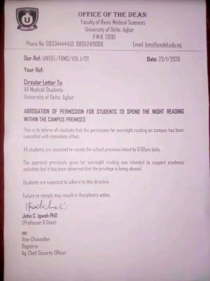 UNIDEL bans overnight reading on campus