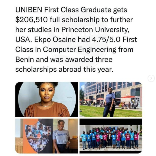 UNIBEN first-class graduate bags four Ph.D scholarships abroad