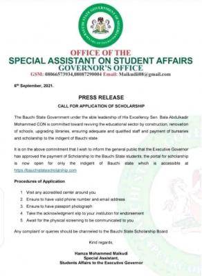 Bauchi State Scholarship Board calls for application from Indigenes